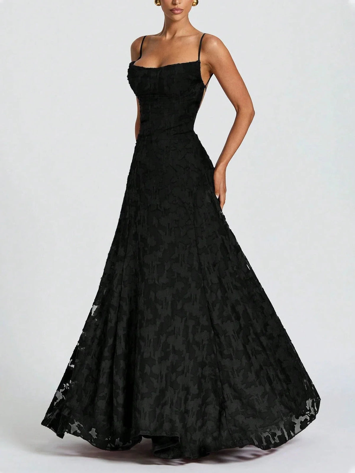 SOFIA Spitzen Maxi Kleid - Schwarz