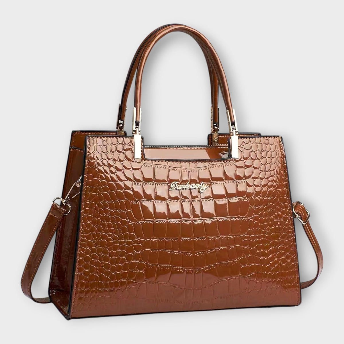 Olivia - Glänzende Krokodilprägung Handtasche