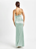 SARAH | Verziertes Satin Maxi Kleid