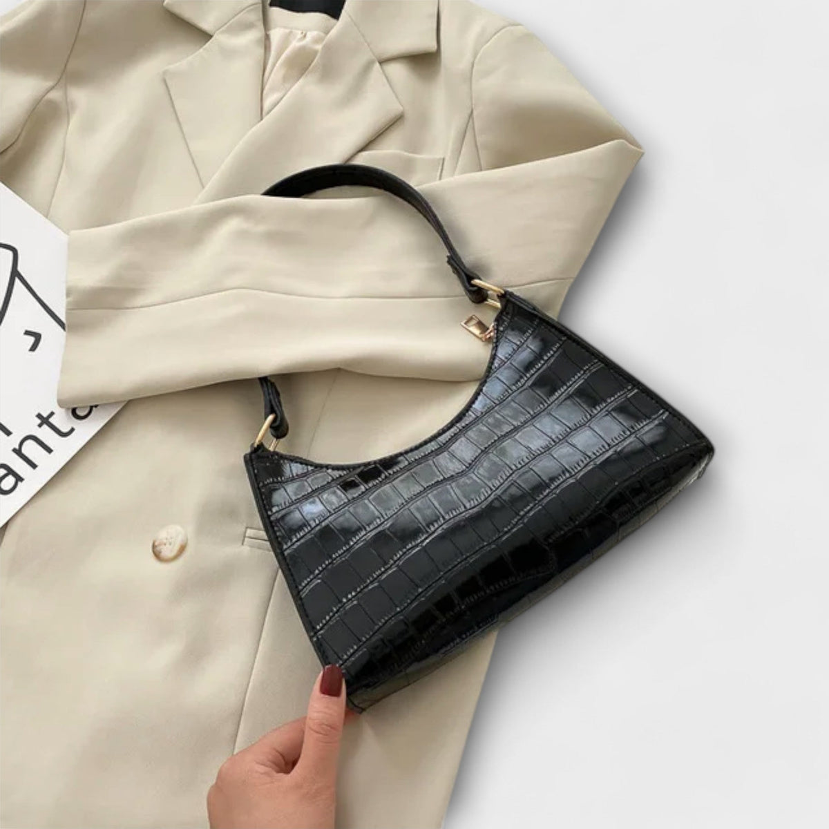 Olivia - Glänzende Lederhandtasche
