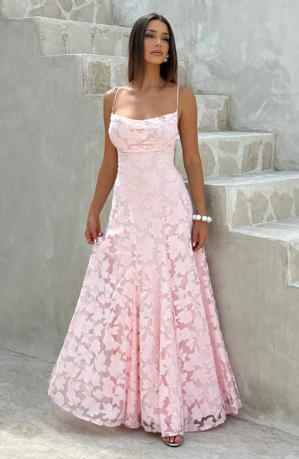 SOFIA Spitzen Maxi Kleid - Rosa